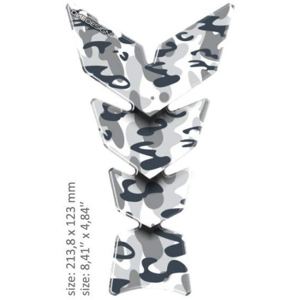 PRINT (PE) UNIVERSAL TANK PAD - MATT BLACK/GRAY/WHITE - CAMOUFLAGE ARCTIC DESIGN - Alhawee Motors